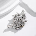 Purple Silver Tone Leaf Crystal Metal Brooch Pin for Jackets and Lapels view 3