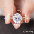 Oversized Oval Clear Solitaire Halo Pave Ring Silver Tone view 4