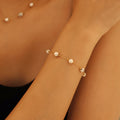Gold Tone Imitation Pearl And White Stone Station Necklace Bracelet view 2