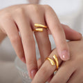 Solid Open Asymmetric Overlap Wrap Band Ring Metal view 1