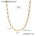 Gold Bamboo Spacer Beaded Necklace OT Toggle Clasp Pearl Agate Tiger Eye view 6