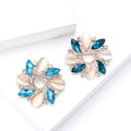 Rose Gold Cat Eye Crystal Floral Wreath Brooch Two Blues view 2