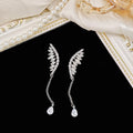 Crystal Rhinestone Wing Chain Teardrop Dangle Earrings view 8