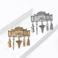 Hospital Building Brooch With Five Medical Charm Drops view 3