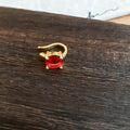 Red Crystal Single Ear Cuffs in Gold and Silver Tones view 6