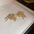 Mixed Gold Tone Pearl Chain Flower Hoop Earrings Eleven Styles view 9