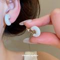 Two Tone Curved Clip On Earrings with Enamel Inlays view 4