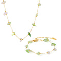 Green White Natural Stone Chip Necklace and Bracelet Gold Chains view 5