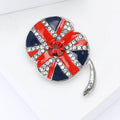 Union Jack Poppy Enamel Brooch Red Blue Rhinestone Pin view 3