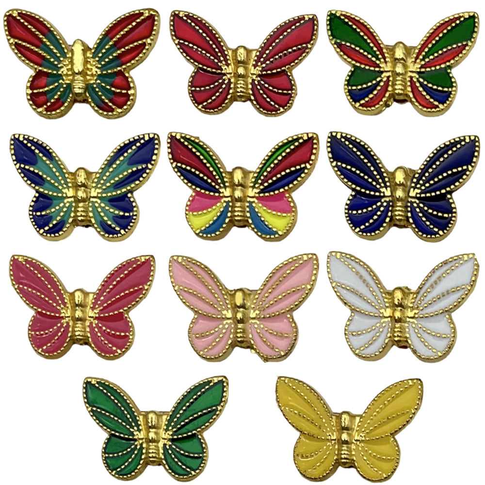 Enamel Zinc Alloy Butterfly Double Sided Enamel Charm Pendants