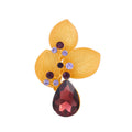 Red Gold Tone Leaf Crystal Two Designs Metal Brooch Pin view 1