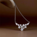Silver Tone Clear Geometric Cluster Pendant Necklace O Chain view 1
