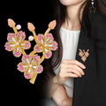 Pink White Peach Blossom Metal Brooch Pin for Jackets and Lapels view 3