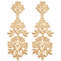 Intricate Openwork Floral Lace Drop Earrings In Silver Tone view 5