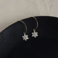 Gold Crystal Flower Charm French Hook Drop Earrings view 2