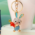 Jeweled Rabbit Holding a Carrot Keychains in Three Pictured Colors view 8