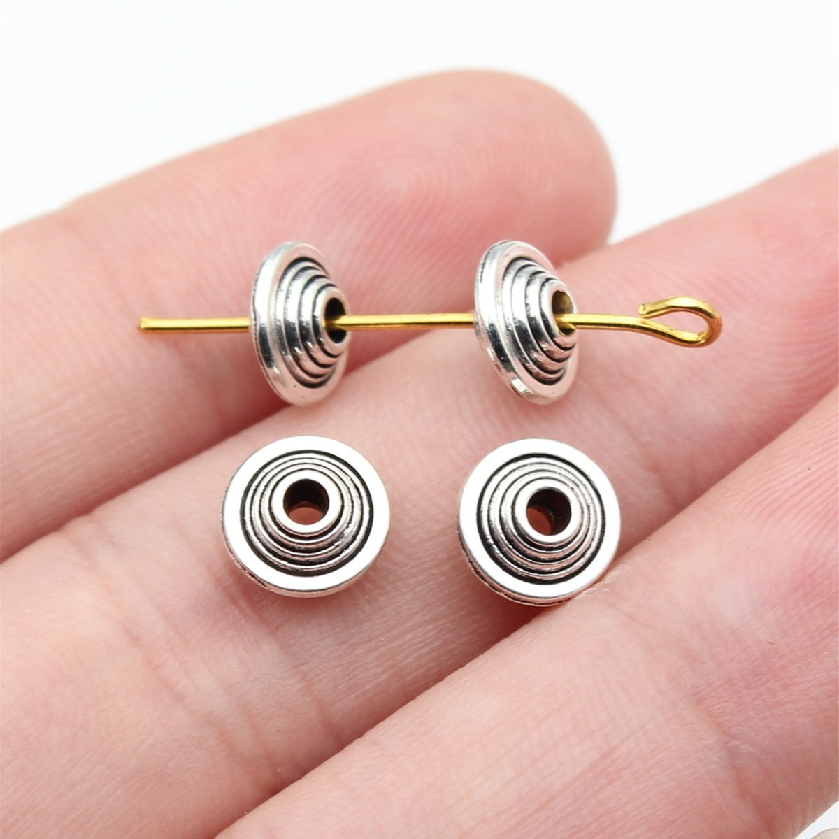 8x8x4.2mm 0.58g Antique Silver Zinc Alloy Round Spacer Beads for Bracelet Necklace DIY Making