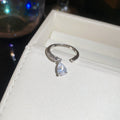 Silver Open Rings with Teardrop Dangle Clear Pink Teal view 6