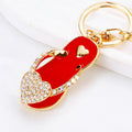 Mixed Jeweled Heart Bow and Clover Flip Flop Keychains in Six Colors view 6