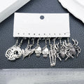 Two-Style Ten-Pair Antique Silver Skull Spider Moth Earring Collection view 3