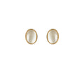 Gold-Tone Oval White Cat Eye Glass Mini Stud Earrings view 5