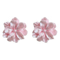 Pink Pearlescent Camellia Flower Stud Earrings Pair view 5