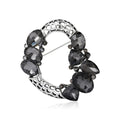 Hollow Wreath Crystal Brooch Gray Champagne Open Circle view 2