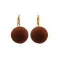 Velvet Round Drop Lever Hook Earrings In Brown And Deep Red view 5