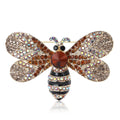 Gold Tone Bee Brooch Covered with Champagne Crystal Wings view 5