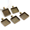 Square Pendant Bezel Settings in Four Silver and Bronze Styles view 2