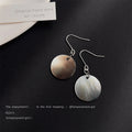 Silver Tone Iridescent Round Shell Disc Hook Earrings For Women view 3