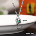Silver Wave Clear Or Green CZ Pendant Necklace Metal view 5