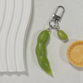 Realistic Green Edamame Pod and Bean Snap-Hook Keychain view 5