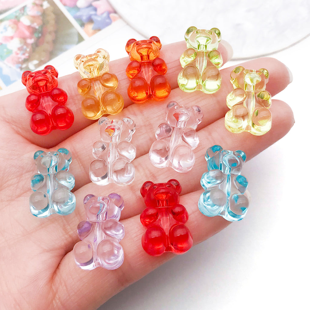 12x19mm Transparent Acrylic Bear Charm Pendant for DIY Bracelet Necklace Earring Keychain Making