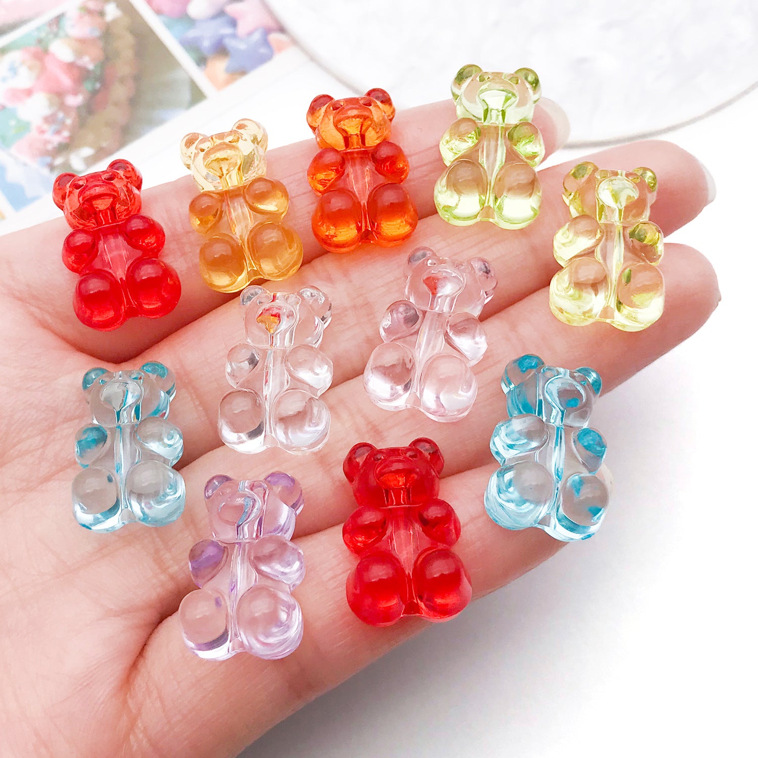 12x19mm Transparent Acrylic Bear Charm Pendant for DIY Bracelet Necklace Earring Keychain Making
