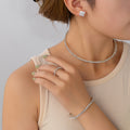 One to Five Row Four Piece Clear Look Jewelry Sets view 6