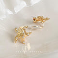 Gold-Tone Starfish Stud Earrings with Clear Crystal Accents view 7