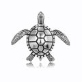 Black Silver Tone Sea Turtle Two Designs Metal Brooch Pin view 1
