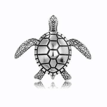 Black Silver Tone Sea Turtle Two Designs Metal Brooch Pin