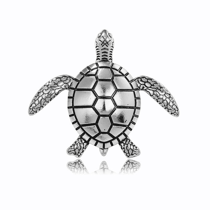 Black Silver Tone Sea Turtle Two Designs Metal Brooch Pin