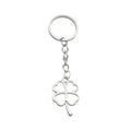 Silver Tone Metal Four-Leaf Clover Openwork Keychain view 5