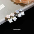 Crystal Heart C-Shaped Stud Earrings in Two Colors view 3