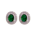 Green Oval Crystal Halo Stud Earrings For Women Jewelry view 5