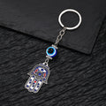 Silver Tone Hamsa Heart and Evil Eye Split Ring Keychains view 2