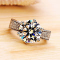 Silver Tone Six Prong Round Clear Stone Pave Shoulder Ring view 3
