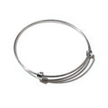 Polished Silver Tone Adjustable Wire Coil Bangle Bracelet view 2
