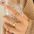 Multi Band Cross Wrap Open Rings Gold And Steel Tone Styles view 3