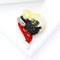Hedgehog Brooch with Red Santa Hat and Crystal Coat view 3