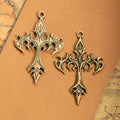 Vintage Punk Flame Cross Alloy Pendant Charm 54x34mm