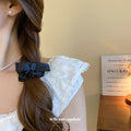Pink Satin Ruched Bow Scrunchie With Unlisted Polka Dot And Black Colors view 4